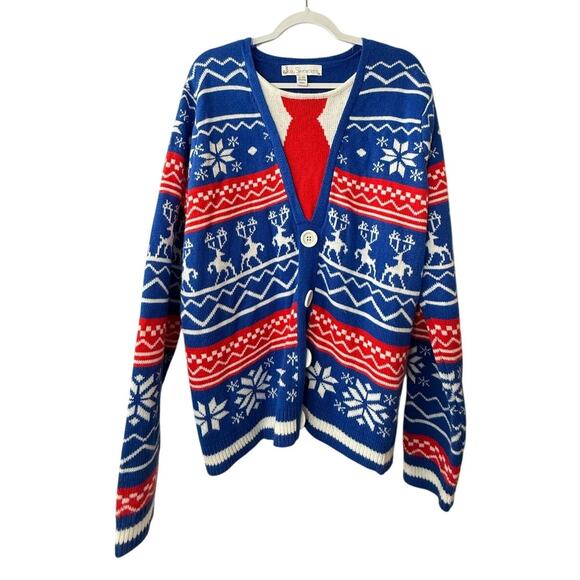 Jolly Sweaters Other - Jolly Sweaters Size XL Unisex Ugly Sweater Tie Pull over Blue Red White